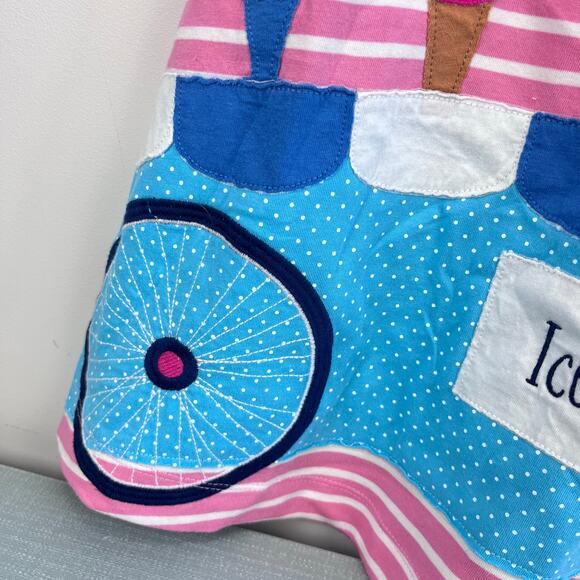 Mini Boden Fun Big Applique Swing Dress Pink Lemonade/Ivory White 7-8 - Picture 2 of 8